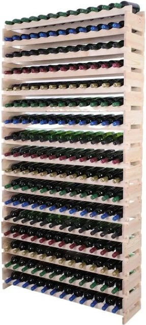 PROREGAL Weinregal VINOTECA FLEX aus massivem Kiefernholz, Natur Unbehandelt, Braun, H x B x T: 233 x 123 x 28 cm - Bild 1