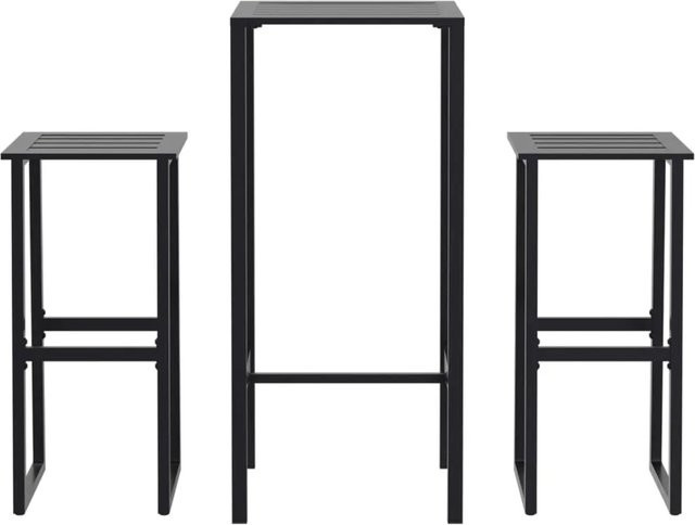 vidaXL 3-tlg Gartenbar-Set aus pulverbeschichtetem Stahl in Schwarz - Bild 1
