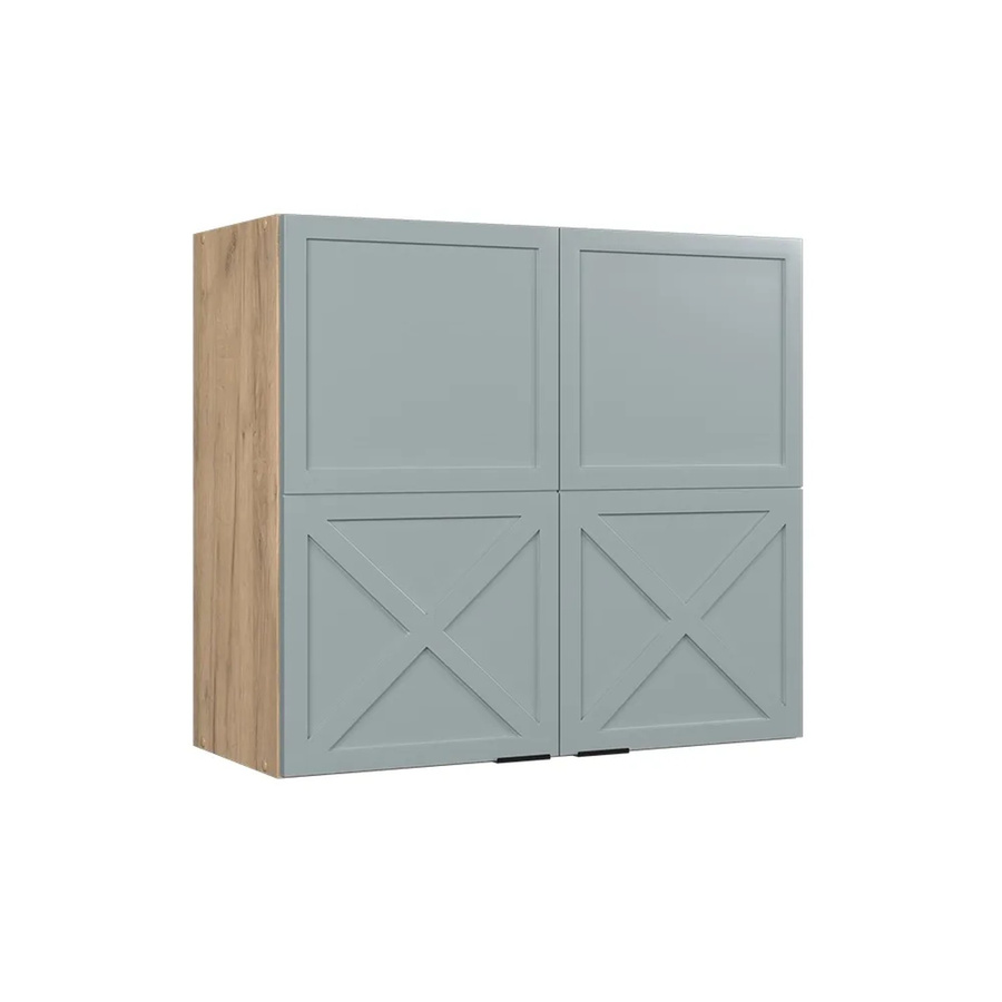 Vicco Hängeschrank Fame-Line Glashängeschrank in Hellblau-Grau mit Eiche Korpus und Soft-Close-Scharnieren Breite: 80 cm - Bild 2