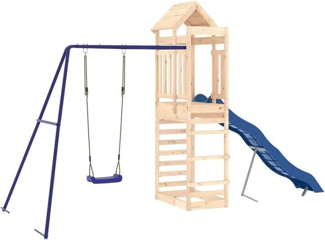 vidaXL Spielturm aus Kiefernholz mit Rutsche, Schaukel und Sandkasten in Blau und Multicolour - Bild 1