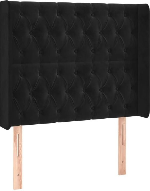 vidaXL Kopfteil mit Ohren aus Samt in Schwarz, B/T/H: 103 x 16 x 128 cm - Bild 1