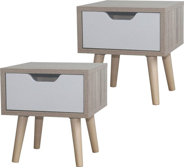 HTI-Living Nachttisch Thekla 2er-Set mit 1 Schublade in Weiß Sonoma im skandinavischen Design für dein Schlafzimmer - Bild 1
