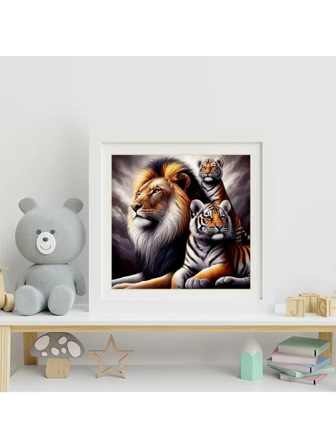 EverShine Diamant-Malerei Tiger und Löwe DIY Stickerei mit runden Diamanten in Multicolour, B/B/B: 20 x 20 x 20 cm - Bild 3