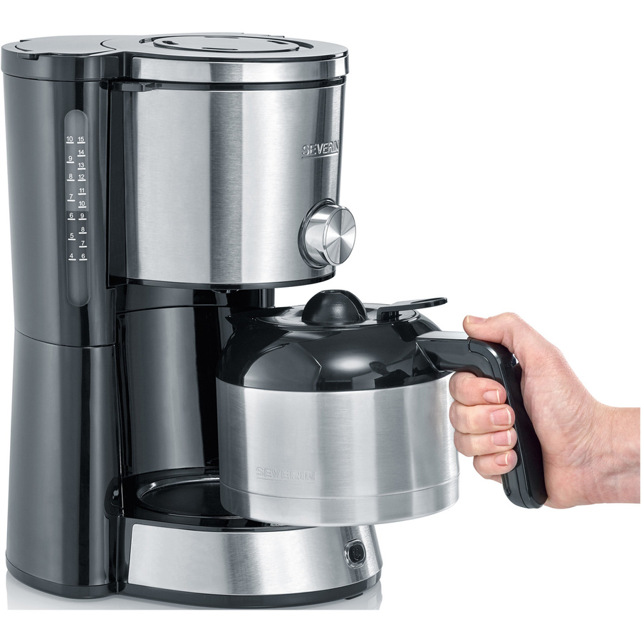 Severin KA 4845 TypeSwitch Filterkaffeemaschine mit Edelstahl-Thermoskanne, Schwarz/Silber, B: 30 cm, H: 33,8 cm, T: 23,5 cm - Bild 4