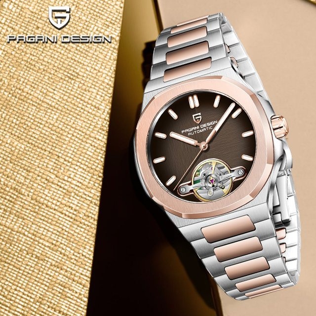 Pagani Design Armbanduhr Tourbillon, Automatik, Edelstahl, Roségold, Herren - Bild 1