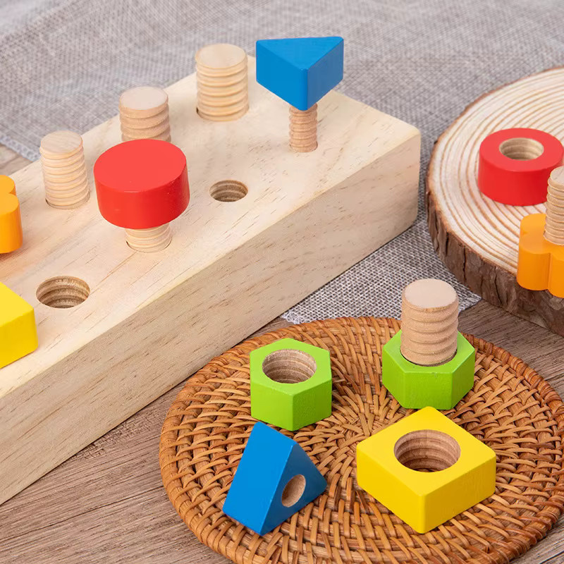 Brozebra Holz Mutter Schrauben Bausteine, Sortierer Spielzeug - Bild 2