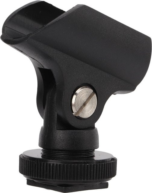 Shoemst Mikrofon-Clip-Halter aus Kunststoff in Schwarz mit Blitzschuh und 1/4-Zoll-Schraubloch für DSLR-Kameras - Bild 1
