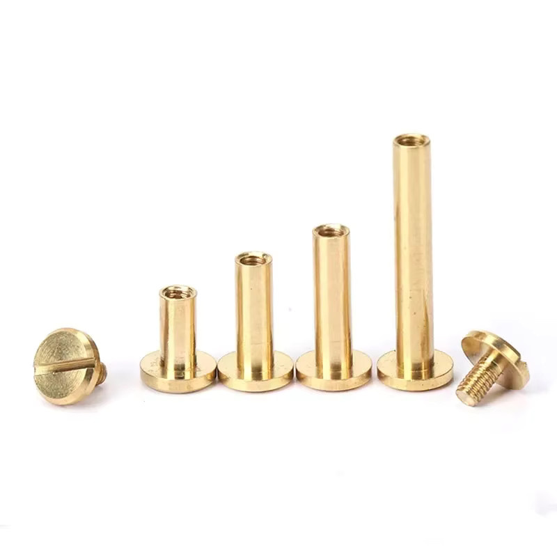 10 Sets Chicago-Schrauben aus massivem Messing in Gold/Gelb für Lederhandwerk und Gürtelverschlüsse - Bild 1