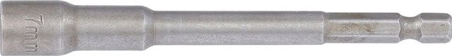 BGS Steckschlüssel-Einsatz Sechskant 2763 extra lang für Bohrmaschinen mit Außensechskant 6,3 mm 1/4 Zoll SW 7 mm in Silber aus Edelstahl - Bild 2