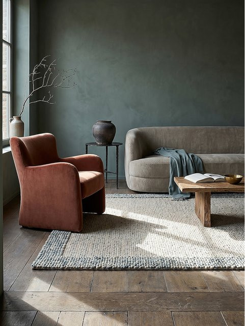 Teppich Kadima Design in Blau-Natur mit High-Low-Effekt und Fransen, B/T: 120 x 170 cm - Bild 1