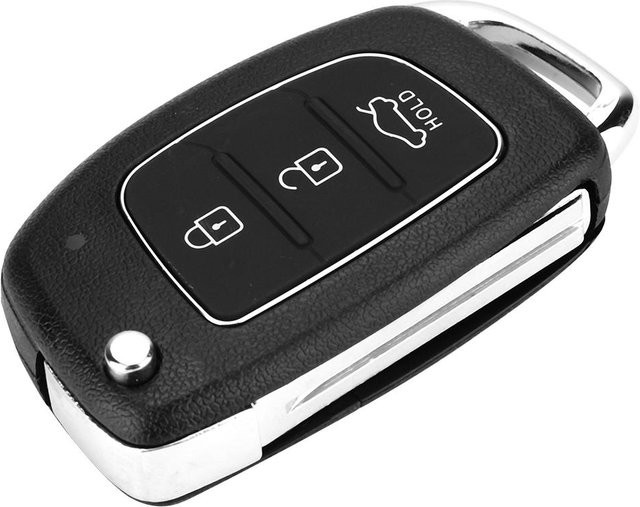 Schutzhülle für Hyundai Santa Fe (ix45) 2013 2014 Flip 3 Taste Fernbedienung Schlüsselanhänger in Schwarz - Bild 1
