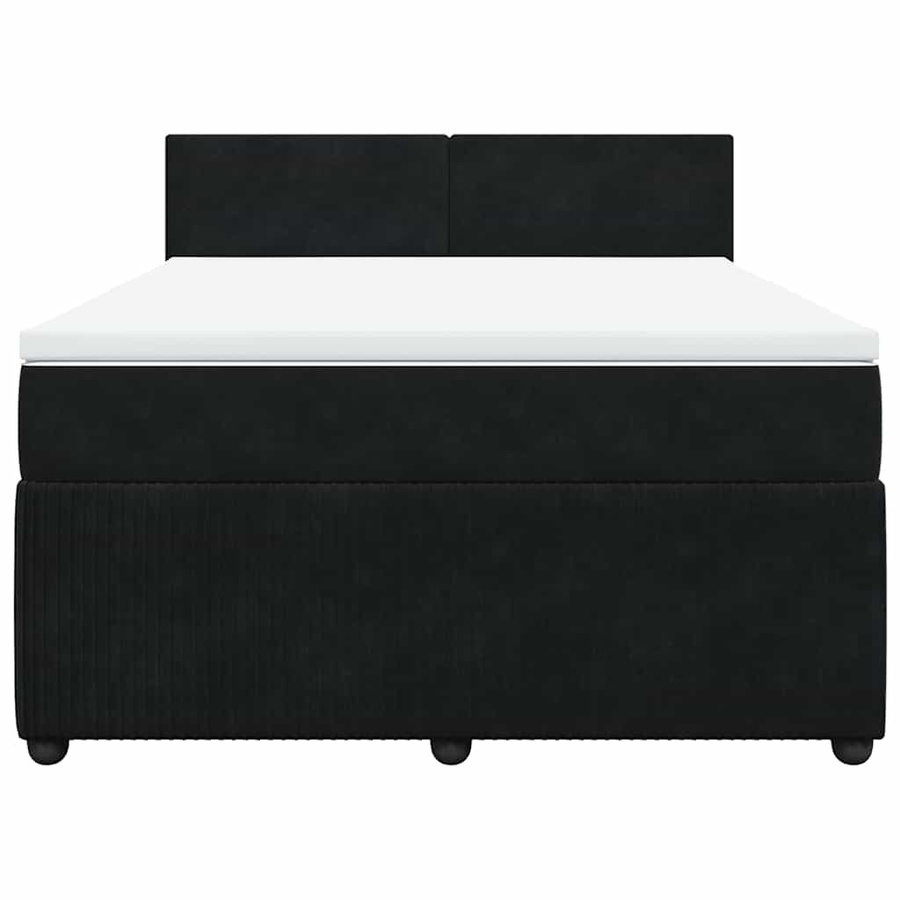 vidaXL Boxspringbett mit Matratze in Schwarz aus Samt, B/T/H: 160 x 200 cm - Bild 3