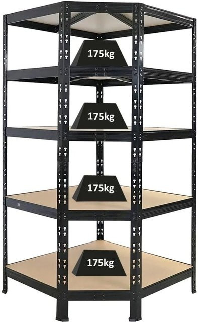 PROREGAL Eckregal Tiger Schwarz, Höhe: 180 cm, Breite: 90 cm, Tiefe: 60 cm - Bild 1