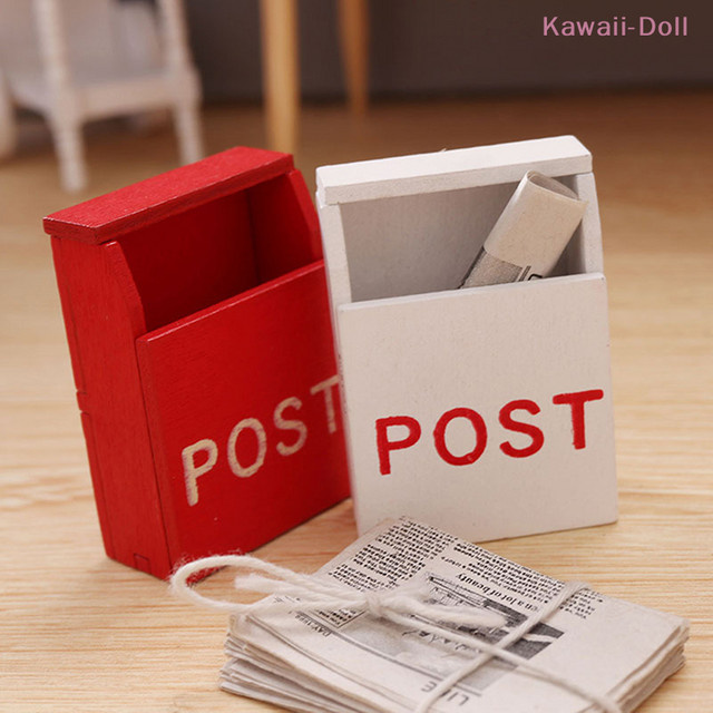 DIAPER&CORED Puppenhaus Miniatur Briefkasten, Rot Weiß, Zubehör Dekoration - Bild 1
