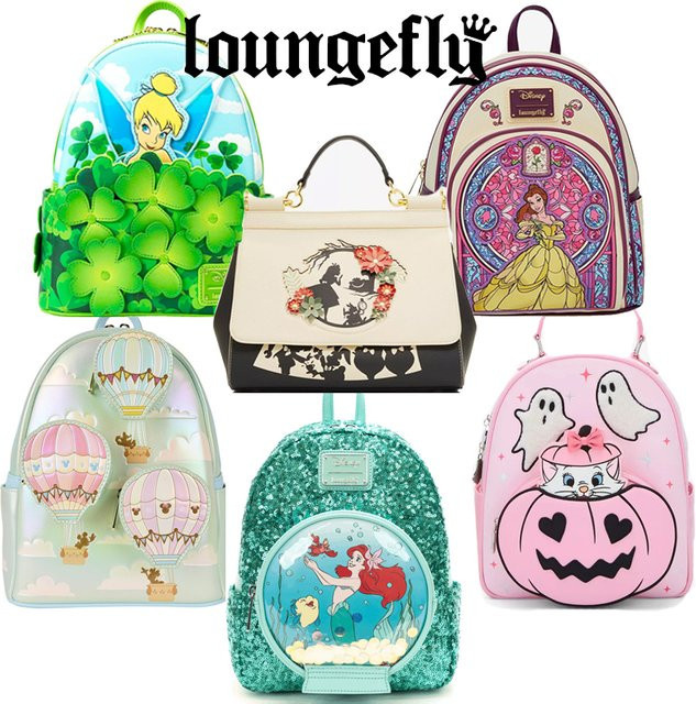 Loungefly Disney Mini-Rucksack mit Aufdruck, Schultertasche, Geldbörse - Bild 1