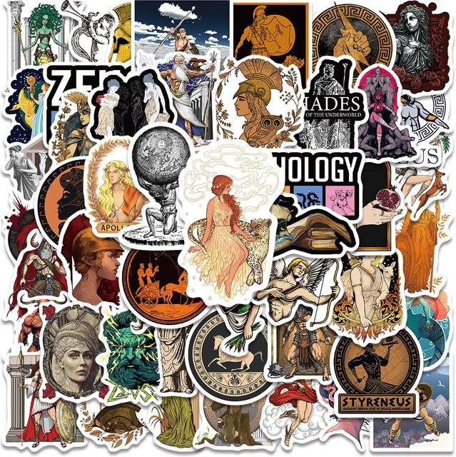 50 Stück PickJoy Vintage Aufkleber Griechische Mythologie Ästhetik Multicolour für Laptop Notebook und Flaschen - Bild 1