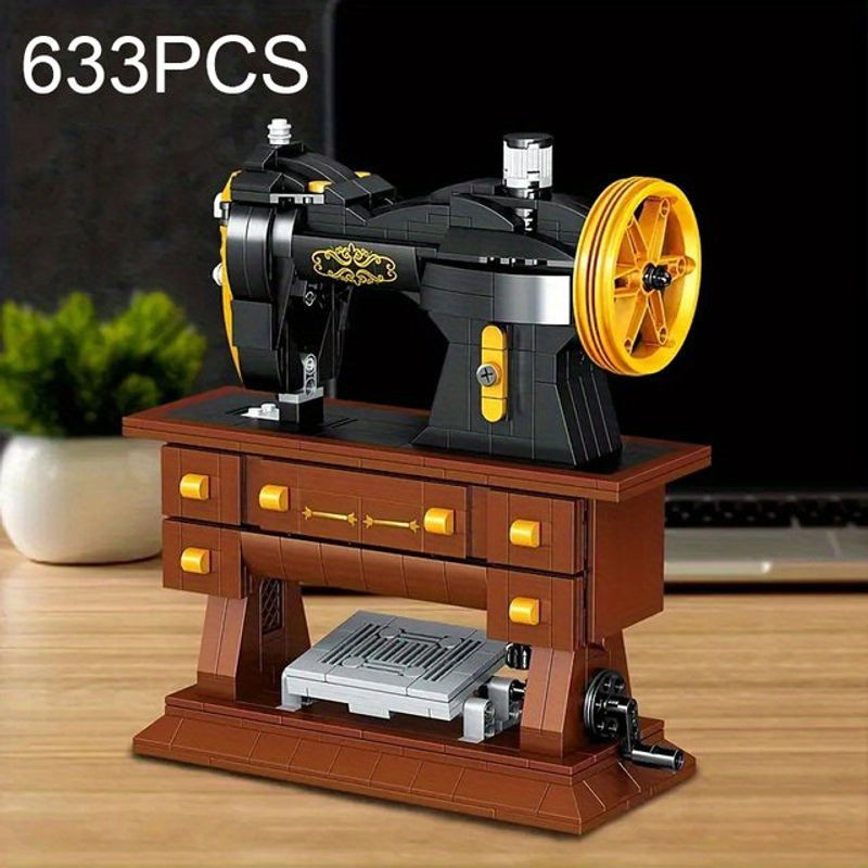 AMAZINGBLOKS Retro-Nähmaschine DIY-Baukasten in Schwarz aus Kunststoff mit 633 Teilen - Bild 1