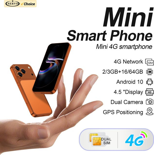SERVO Mini-Smartphone Android 4G LTE mit 4,5 Zoll Display, 64GB Speicher, Orange - Bild 1