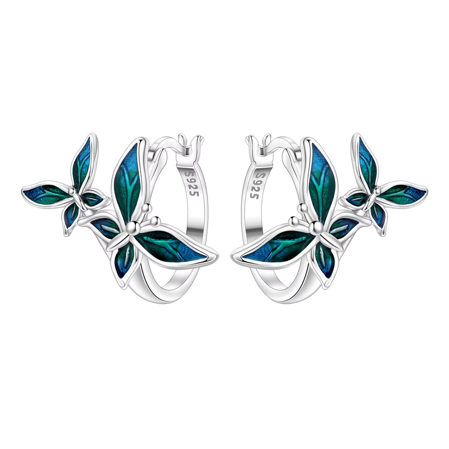 MISEFF Ohrringe, 925 Silber, blauer Schmetterling, Damen - Bild 2