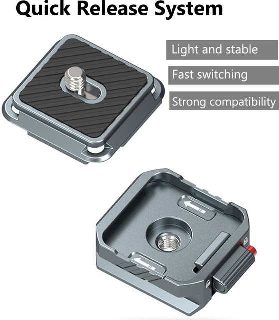 HEIßER Universal Arca Quick Release System Platte mit 1/4'' und 3/8'' Clamp Quick Switch Kit für DSLR Kamera, Gimbal und Stativ, kompatibel mit Zhiyun Stabilisatoren - Bild 1