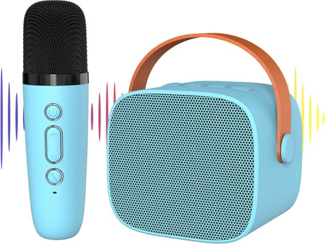 Honor Electronics Mini-Karaoke-Maschine mit Bluetooth und kabellosem Mikrofon in Blau - Bild 1