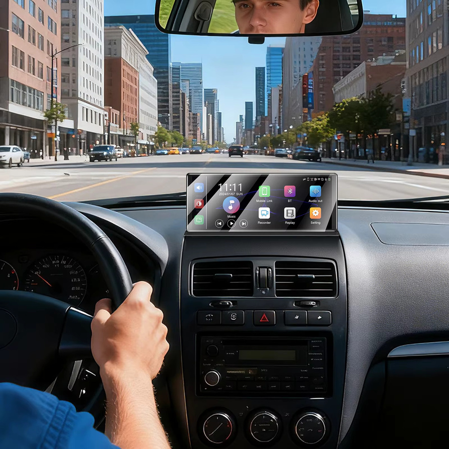 ESSGOO Tragbare 11.3 Zoll 4K CarPlay Anzeige mit Android Auto, Dashcam-Rekorder und Rückfahrkamera, Schwarz, mit GPS, WiFi, Bluetooth und Sprachsteuerung - Bild 2