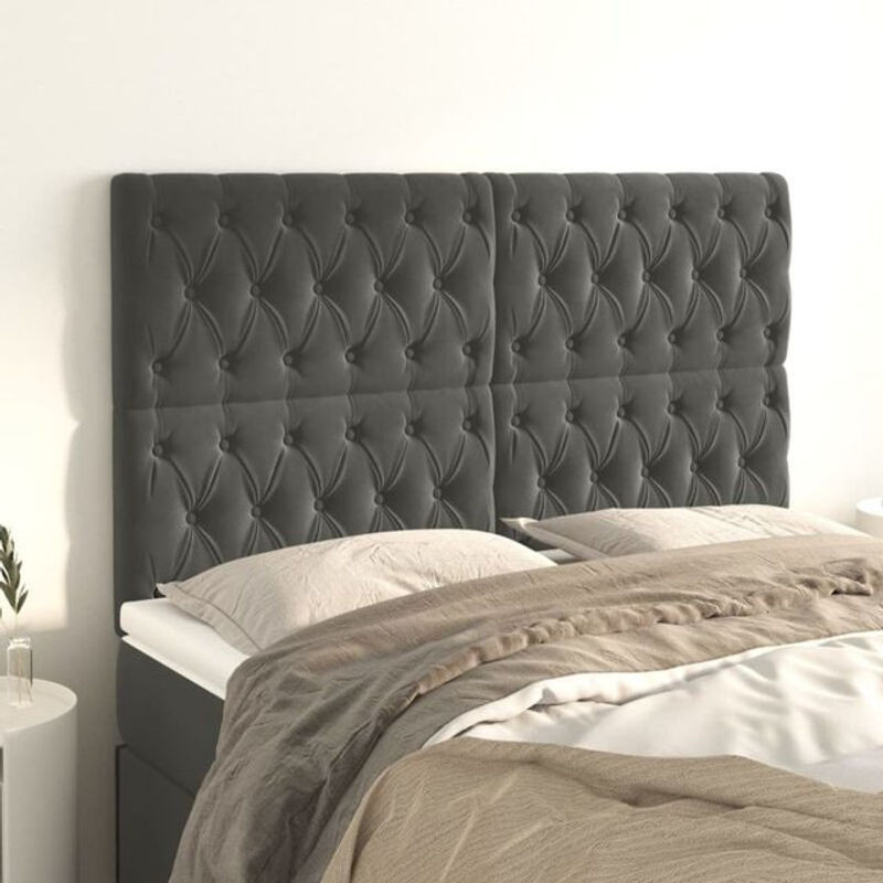 Vidaxl Set aus 4 Kopfteilen in Dunkelgrau und Anthrazit aus Samt, B/H: 80 x 78/88 cm - Bild 1