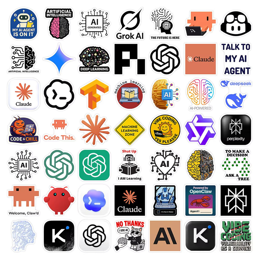 Wasserdichter Vinyl-Sticker mit AI Claude Code Codex ChatGPT Hermes OpenClaw Motiv für Laptop und Handy in Mehrfarbig - Bild 3