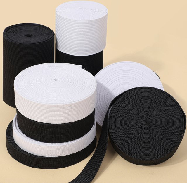 Hochelastisches gestricktes Stretchband in Schwarz, 4,5 m Länge, Breite: 0,6 bis 5 cm, zum Nähen von DIY-Kleidungsstücken, Hosen und Taschen - Bild 1