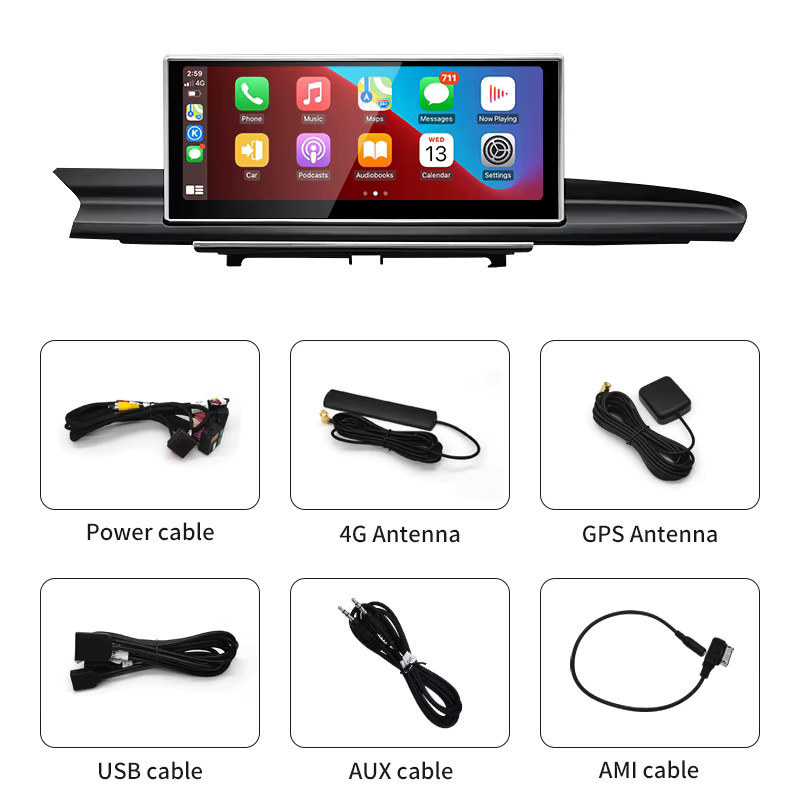 STWEI Multimedia-Bildschirm für Audi A6 A7 C7 (2012-2018) mit 10,25 Zoll Display, Qualcomm Snapdragon 665, Android 13 und drahtlosem CarPlay in Schwarz - Bild 3