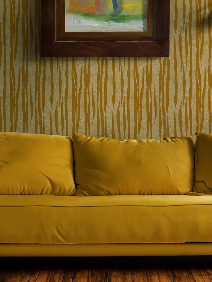 Studio Lisa Bengtsson Tapete Savannah 1804 in Gelb mit Tiermotiven und abstraktem Design - Bild 1
