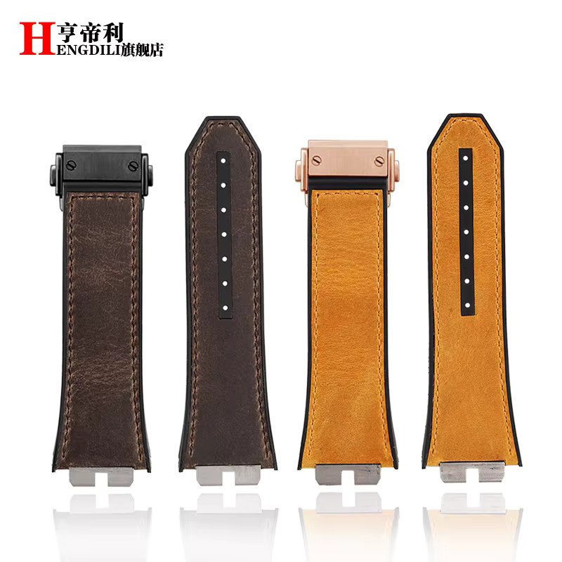 Hublot Uhrenarmband, Edelstahl, Leder, Schwarz, Herren - Bild 2