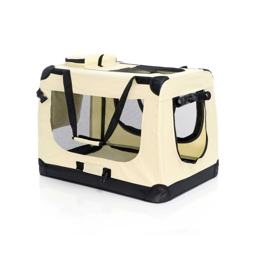 Fudajo Transportbox L Faltbare Hundebox und Katzenbox in Beige B/T/H: 70 x 52 x 50 cm - Bild 2