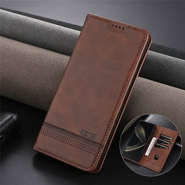Magnetische Leder-Handyhülle für Samsung Galaxy A-Serie als Brieftaschen-Schutzhülle in Rot und Braun - Bild 1