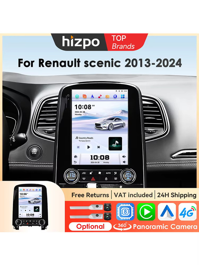 Hizpo Multimedia-Navigationssystem für Renault Scenic 2013 - 2024 mit 9,7 Zoll Display, GPS, 4G, Carplay, Android Auto und 360-Grad-Kamera in Schwarz - Bild 5
