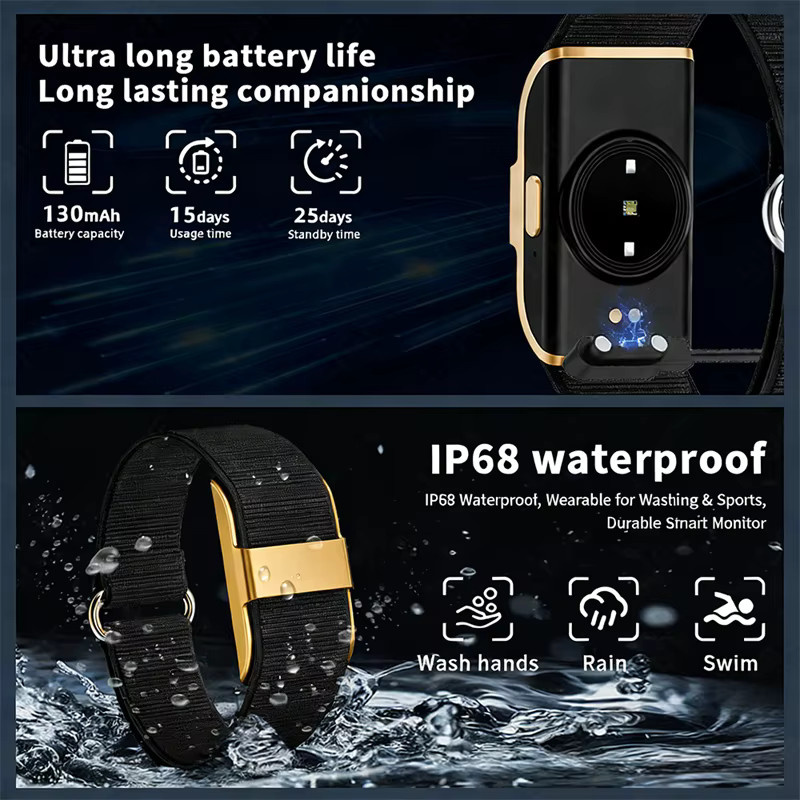 LIGE Fitness-Tracker Smartwatch mit Herzfrequenzmessung, Schlafmonitor und Schrittzähler, wasserdichtes Sportarmband für Männer und Frauen in Schwarz und Gold - Bild 5