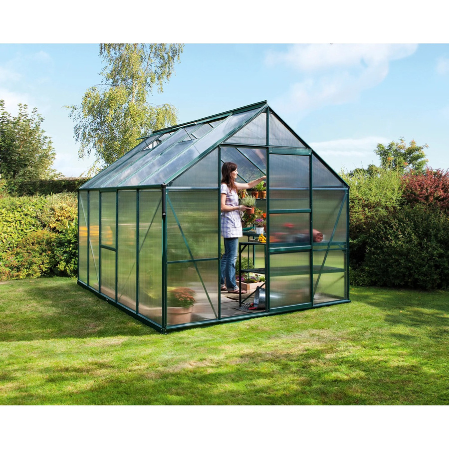Vitavia Gewächshaus Meridian 8300 in Smaragdgrün mit Polycarbonat-Verglasung und Schiebetür, 8,3 m² - Bild 4