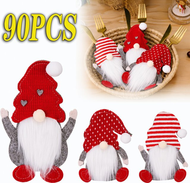 Weihnachts Besteckhalter Set Rudolph Gnome in Rot für deine Tischdekoration - Bild 1