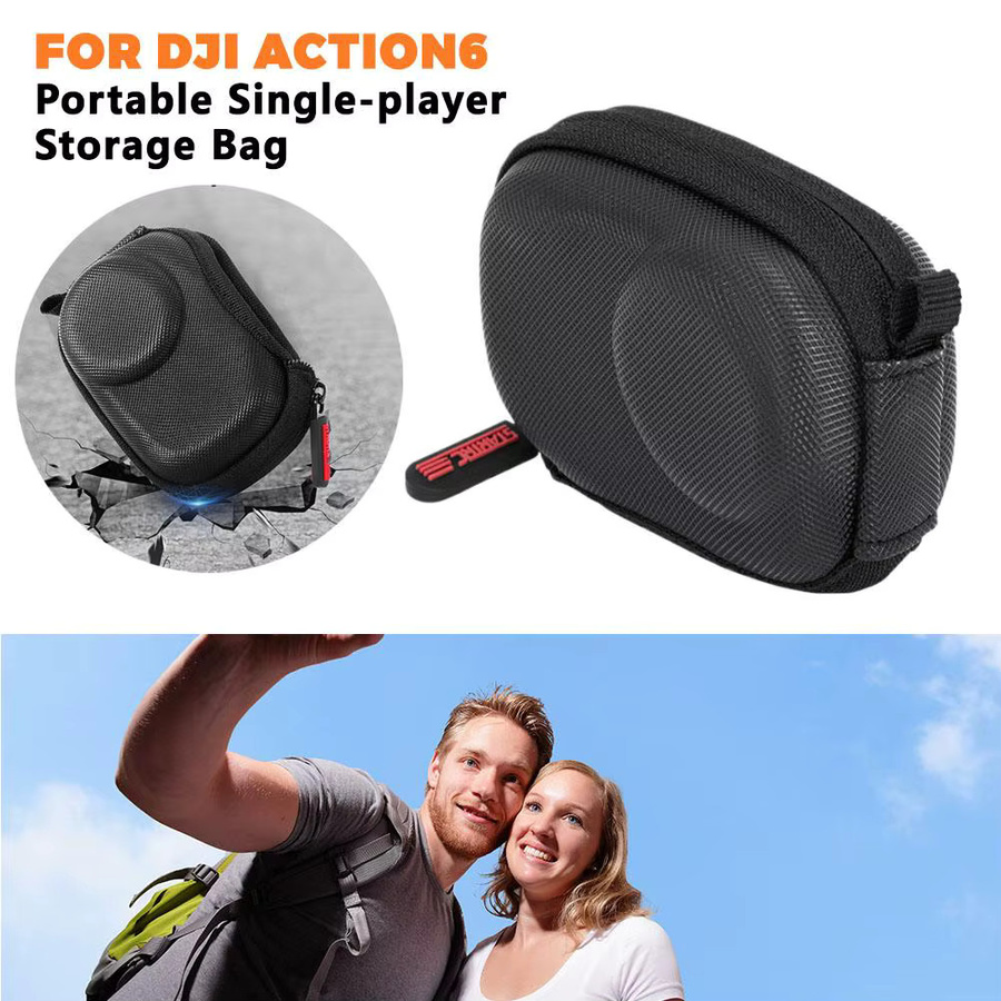 DJI Action6 Kamera Tasche aus wasserdichtem PU Material in Schwarz, tragbare und feuchtigkeitsbeständige Aufbewahrungstasche für Sportkameras - Bild 5