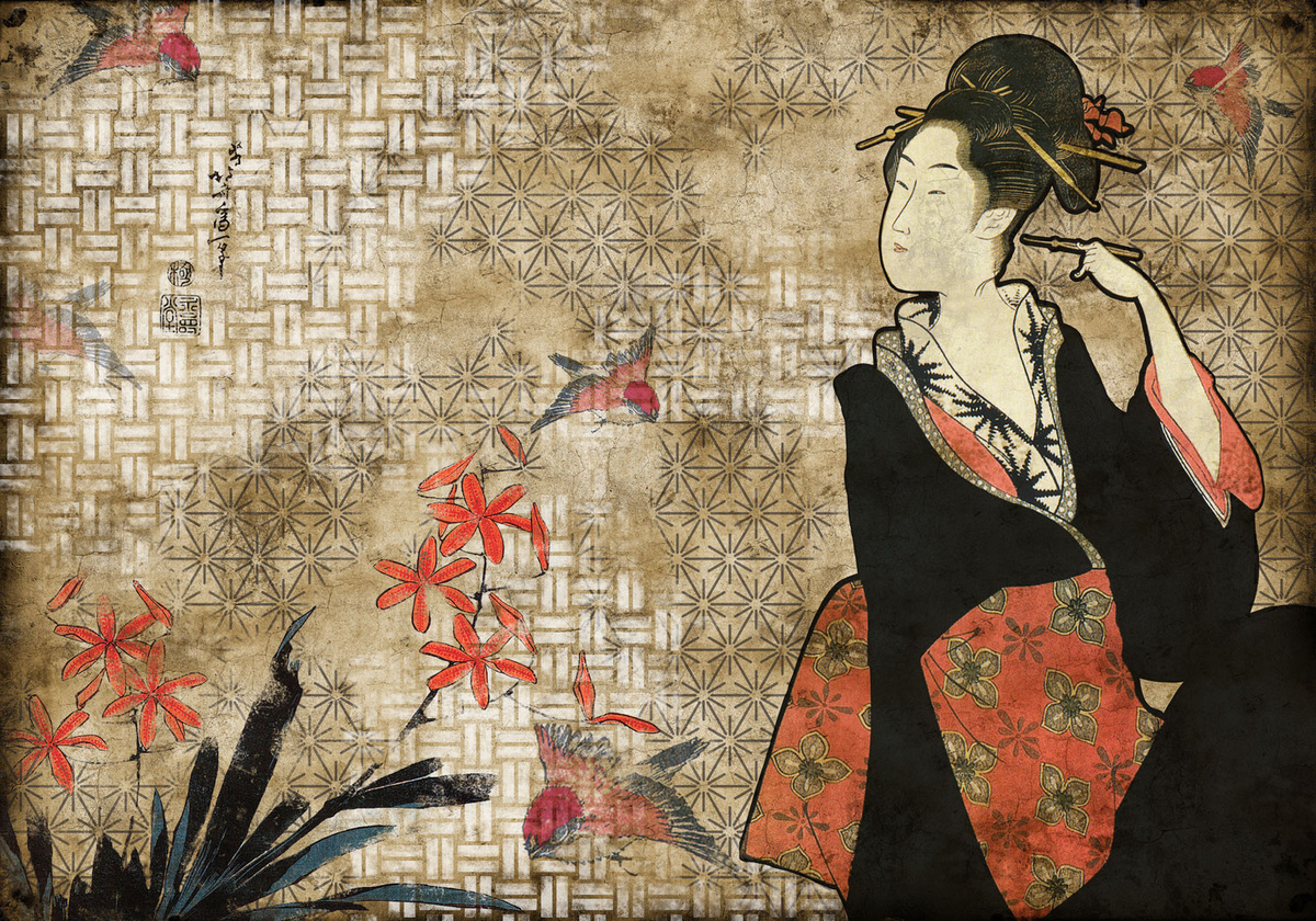 Coordonne Wandbild Geisha Graffiti in Beige, Rot und Multicolour - Bild 2