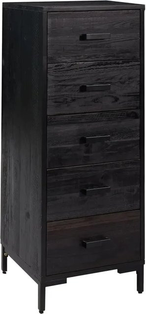 vidaXL Kommode aus Kiefernholz und Metall in Schwarz im Industrial Design, B/T/H: 42 x 35 x 110 cm - Bild 1