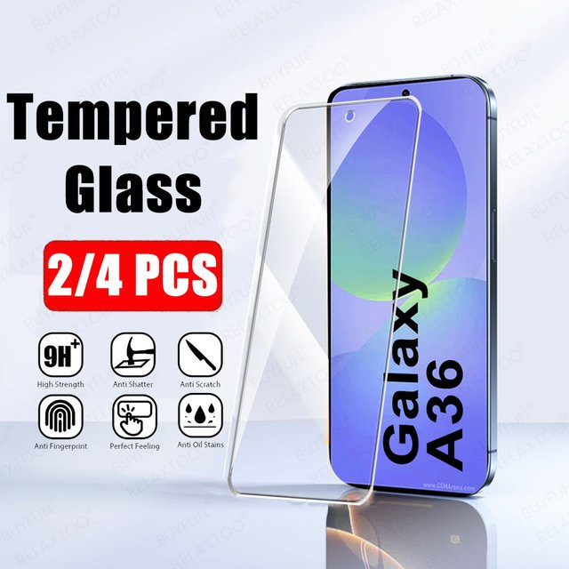 Samsung Galaxy A36 5G Displayschutzfolie aus gehärtetem Glas, transparent, 2/4 Stück - Bild 1