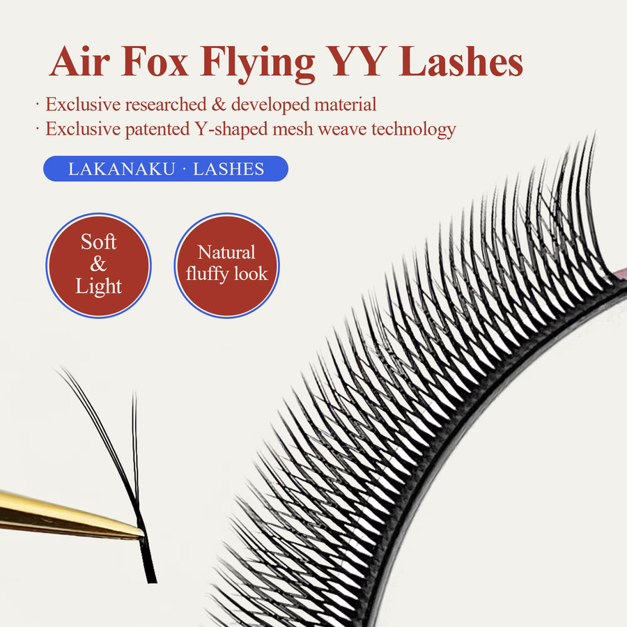 LAKANAKU Fox Eyes Wimpernverlängerung YY-Form, 0,07 mm, Black - Bild 3