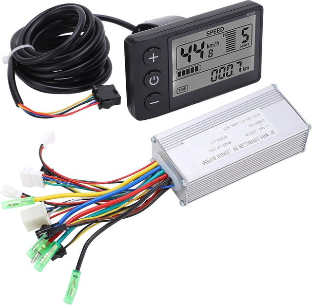 Elektrofahrrad Roller Umbausatz mit 36V 48V Bürstenlosem Controller Kit, LCD 866 Display und 22A Controller in Schwarz - Bild 1