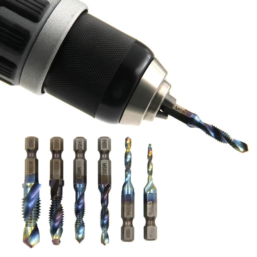 6-teiliges Verbundgewindebohrer-Set mit integriertem Anfasswerkzeug, Sechskantschaft, Blau - Bild 2