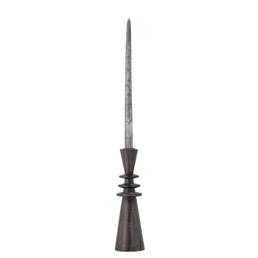 Bloomingville Kerzenhalter Armel aus Mangoholz in Schwarz, Höhe: 26 cm - Bild 1