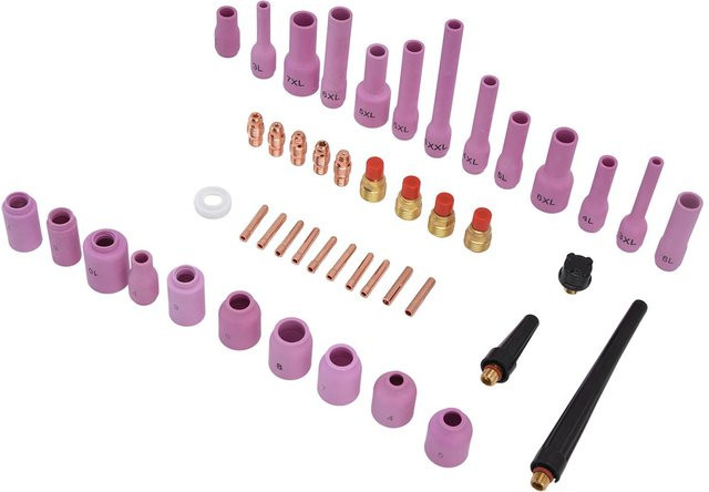 TOMTOP 46-teiliges WIG Gaslinsen-Set mit Spannhülsenkörpern aus Keramik in Pink für WP92025 Schweißbrenner Zubehör - Bild 1