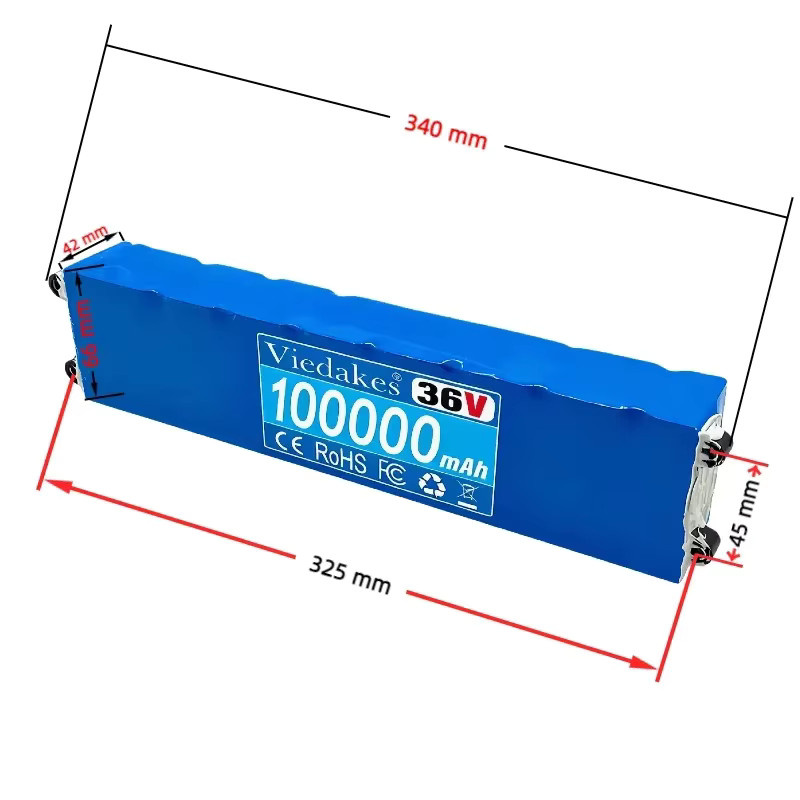 10S3P 100Ah 36V Lithium-Akku 18650 für Xiaomi M365 und Moto Scooter inklusive 42V Ladegerät in Blau - Bild 2