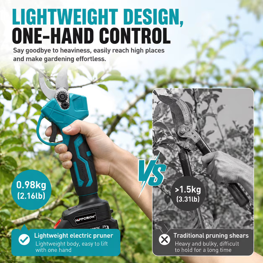 Hippcron Kabellose Elektrische Gartenschere mit Akku zum Präzisen Beschneiden von Obstbaumzweigen und Topfpflanzen - Bild 5