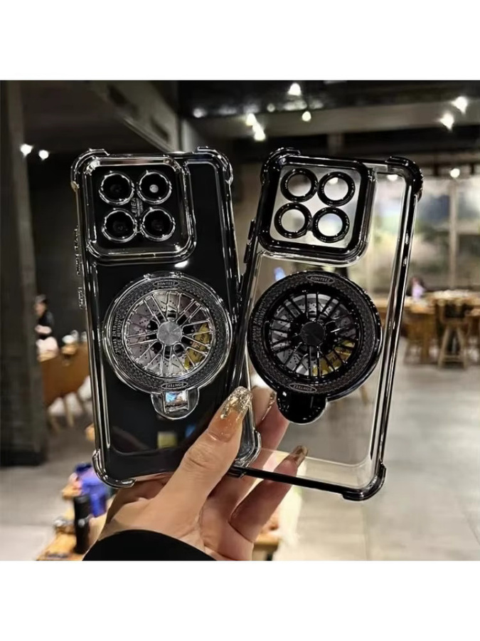 Transparente Xiaomi Schutzhülle mit plattiertem Rand in Pink, inklusive Kompass-Ständer und Airbag-Stoßschutz für Xiaomi 17T Pro, 17Max, 17 Pro Max, 15T Pro und 14T - Bild 6